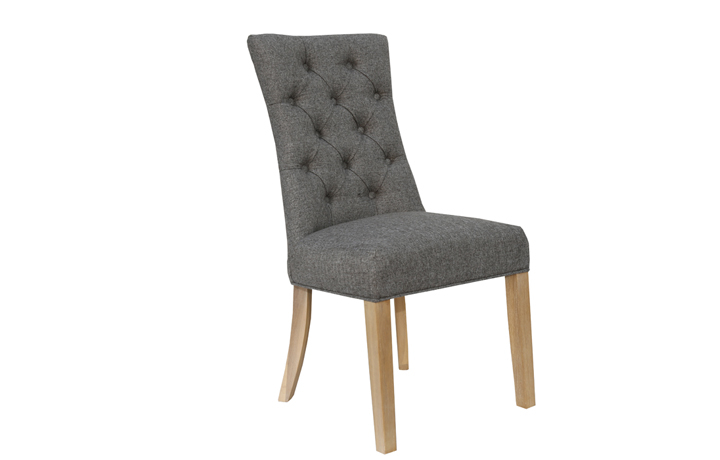 Chairs & Bar Stools - Phoebe Buttoned Dining Chair - Dark Grey