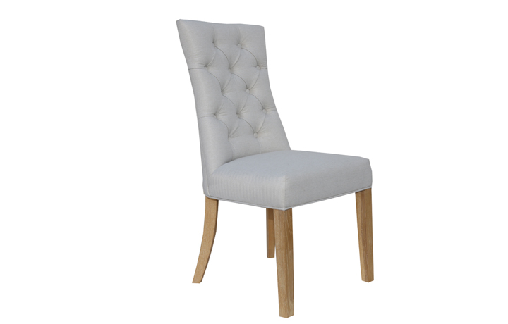 Upholstered Dining Chairs - Phoebe Buttoned Dining Chair - Natural