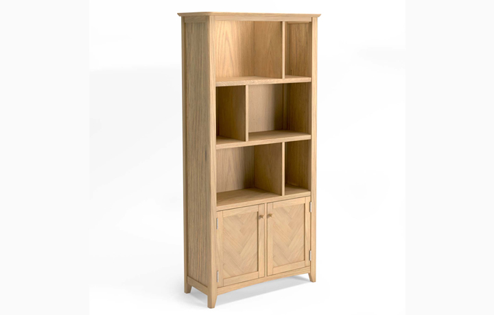 Carnaby Oak Collection - Carnaby Oak Large Bookcase With Cupboard