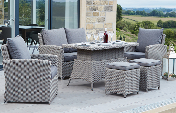 Slate & Stone Grey Outdoor Furniture Sets - Tobago Slate Grey 2 Seater Relaxed Dining Set with Ceramic Top