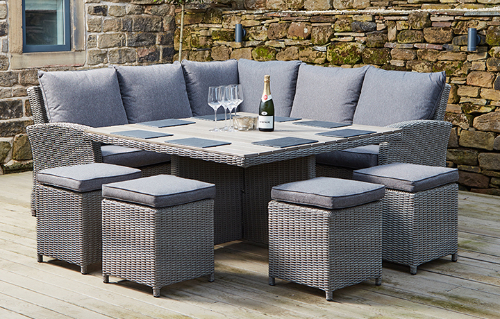 Slate & Stone Grey Outdoor Furniture Sets - Slate Grey Tobago Square Corner Seating Set with Ceramic Top