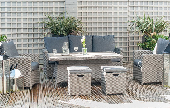 Slate & Stone Grey Outdoor Furniture Sets - Slate Grey Tobago 6 Piece Relaxed Dining Set