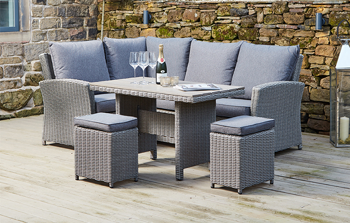 Slate & Stone Grey Outdoor Furniture Sets - Tobago Slate Grey Compact Corner Set With Ceramic Top