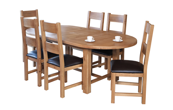 Oak Dining Tables - Hamilton Oak 180-220cm Oval Extending Dining Table