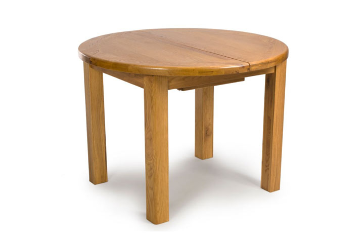 Oak Dining Tables - Hamilton Oak 107-145cm Extending Round Dining Table