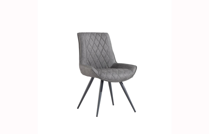 Leather or PU Dining Chairs - Nero Diamond Stitch Grey Chair