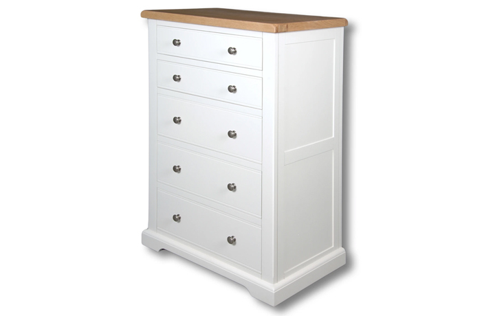 Suffolk Painted Collection White & Grey  - Suffolk Painted 5 Drawer Deep Chest Of Drawers