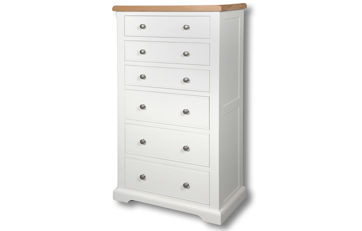 Suffolk Painted Collection White & Grey  - Suffolk Painted 6 Drawer Tall Chest of Drawers