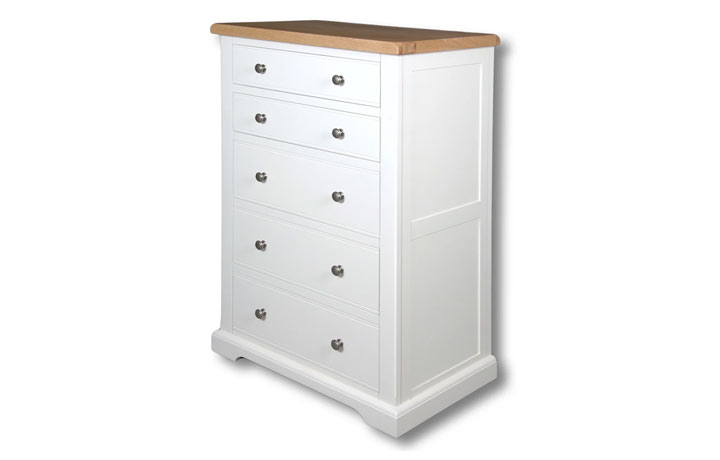 Suffolk Painted Collection White & Grey  - Suffolk Painted 5 Drawer Deep Chest of Drawers