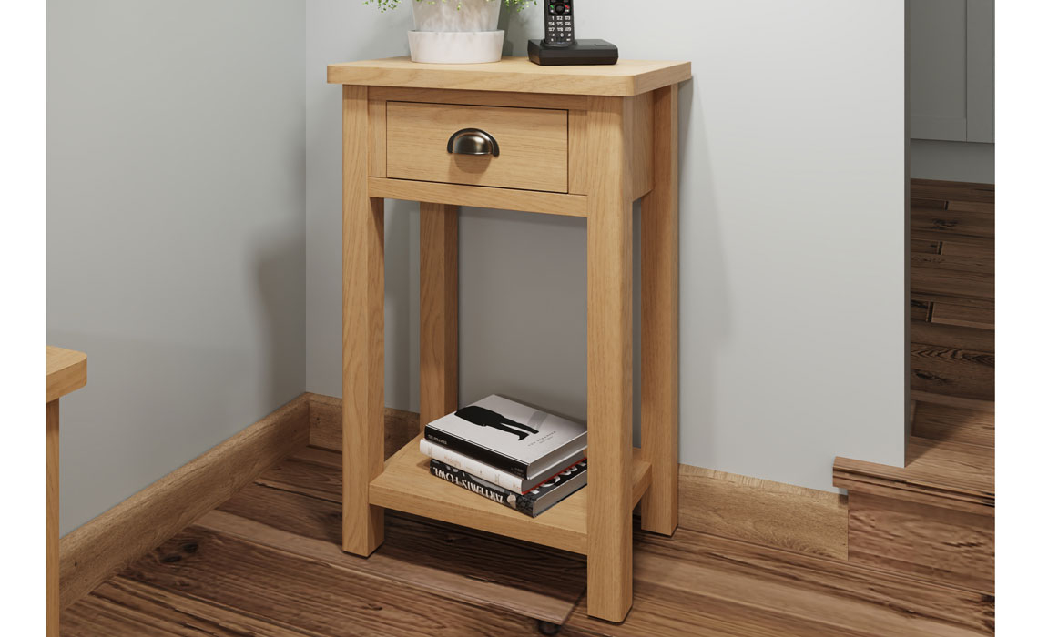 Woodbridge Oak Collection  - Woodbridge Oak 1 Drawer Console Telephone Table