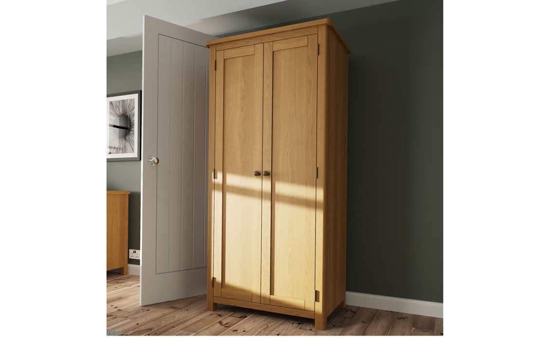 Oak 2 Door Wardrobe - Woodbridge Oak 2 Door Full Hanging Wardrobe