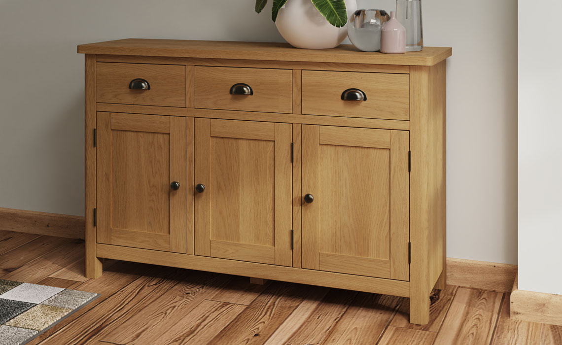 Woodbridge Oak Collection  - Woodbridge Oak 3 Door 3 Drawer Sideboard