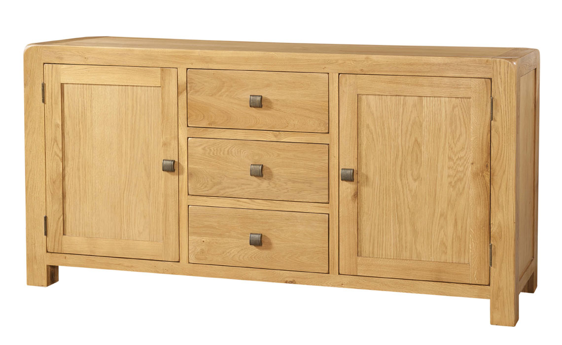 Tunstall Oak Collection - Tunstall Oak 2 Door 3 Drawer Large Sideboard