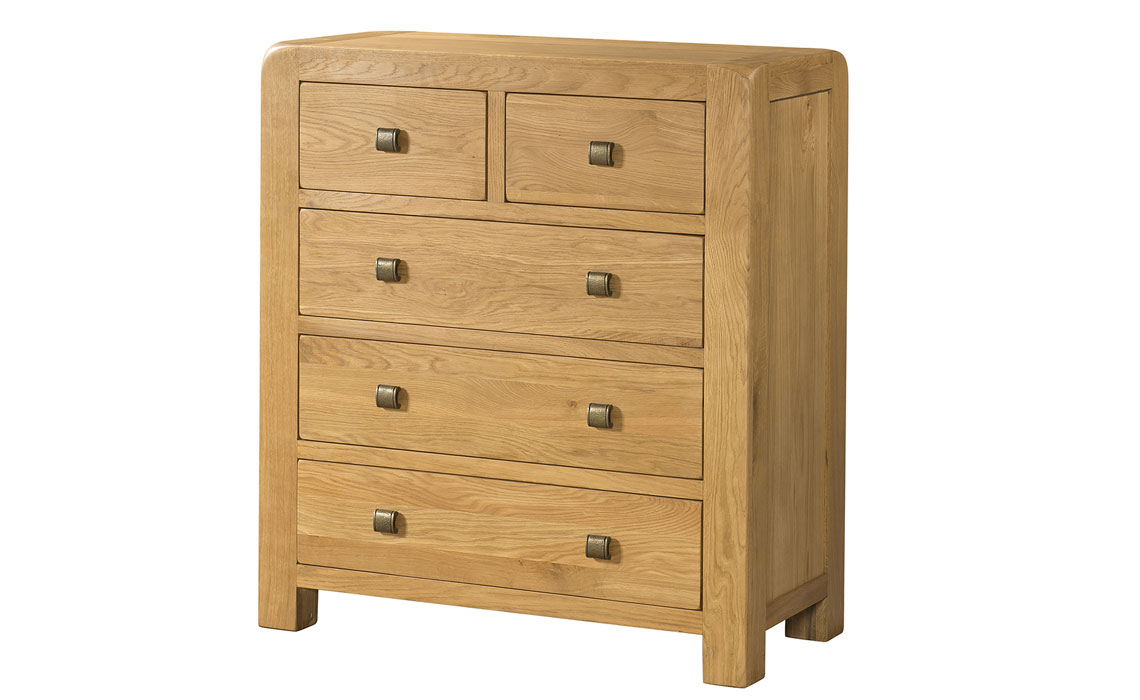 Oak Chest Of Drawers - Tunstall Oak 2 Over 3 Chest Of Drawers