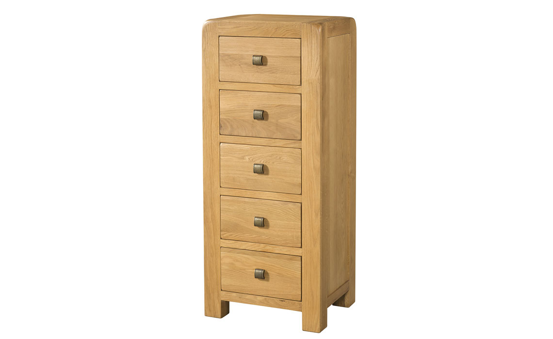 Oak Chest Of Drawers - Tunstall Oak 5 Drawer Wellington