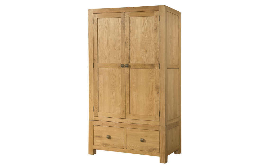 Oak 2 Door Wardrobe - Tunstall Oak Gents Double Wardrobe