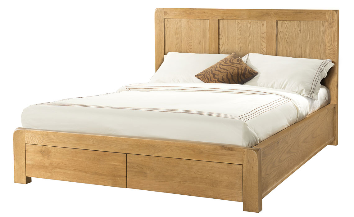 4ft6 Double Hardwood Bed Frames - Tunstall Oak 4ft6 Double Bed Frame With Drawers