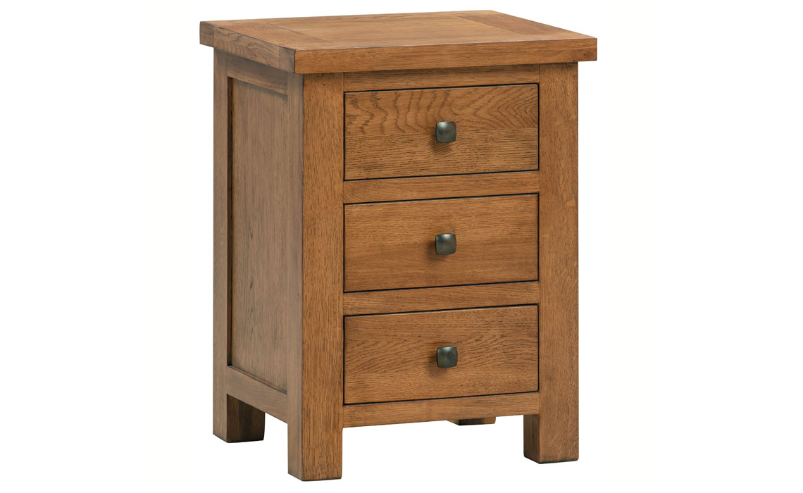 Oak 3 Drawer Bedside Cabinets - Lavenham Rustic Oak 3 Drawer Bedside