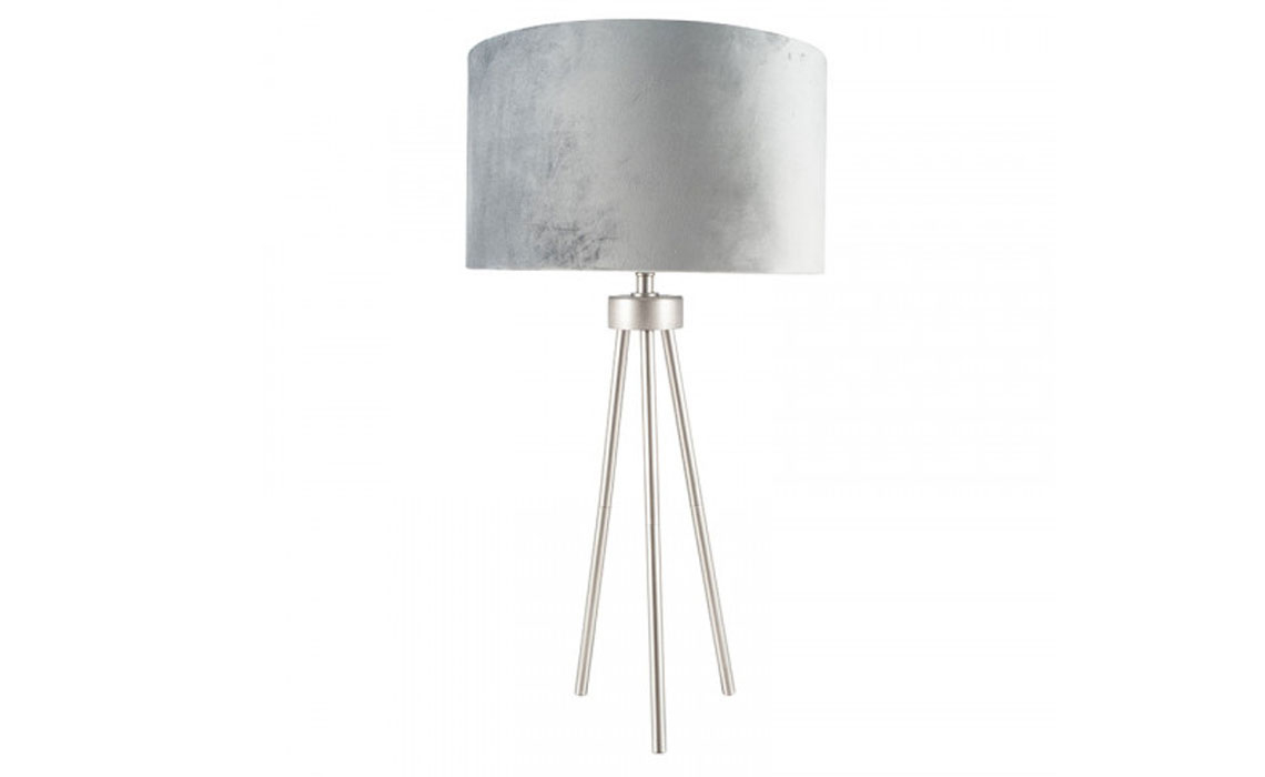 Lighting Range (PLL) - PLL209 Brushed Silver Metal Tripod Table Lamp