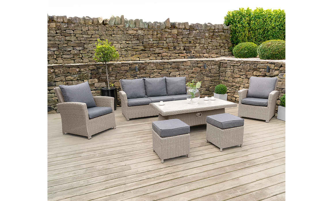 Slate & Stone Grey Outdoor Furniture Sets - Slate Grey Grey Tobago Lounge Set Ceramic Top