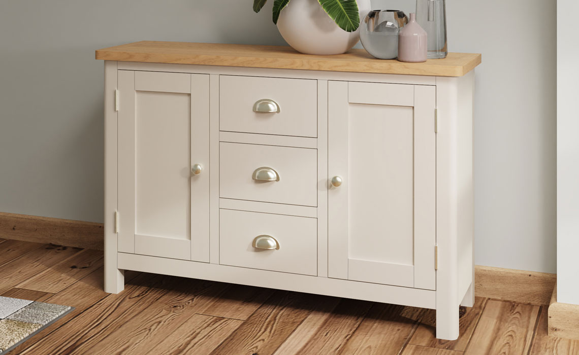 Sideboards & Cabinets - Woodbridge Truffle Grey Painted 2 Door 3 Drawer Sideboard