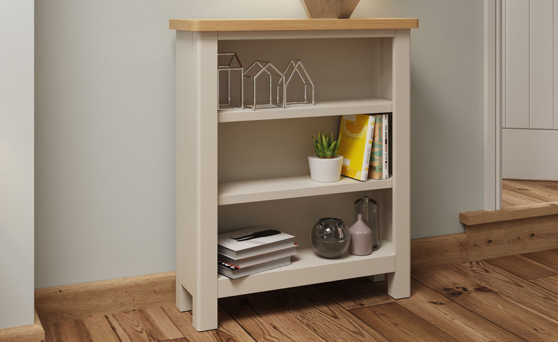 Woodbridge Truffle Grey Painted Collection - Woodbridge Truffle Grey Painted Small Wide Bookcase