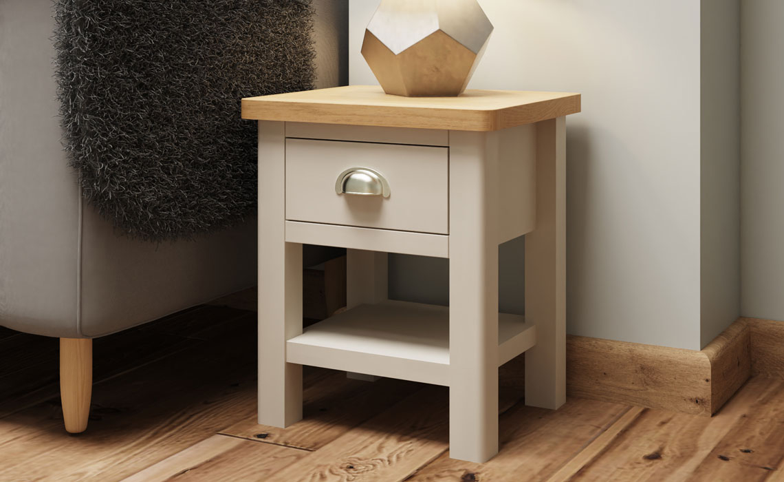 Woodbridge Truffle Grey Painted Collection - Woodbridge Truffle Grey Painted 1 Drawer Lamp Table