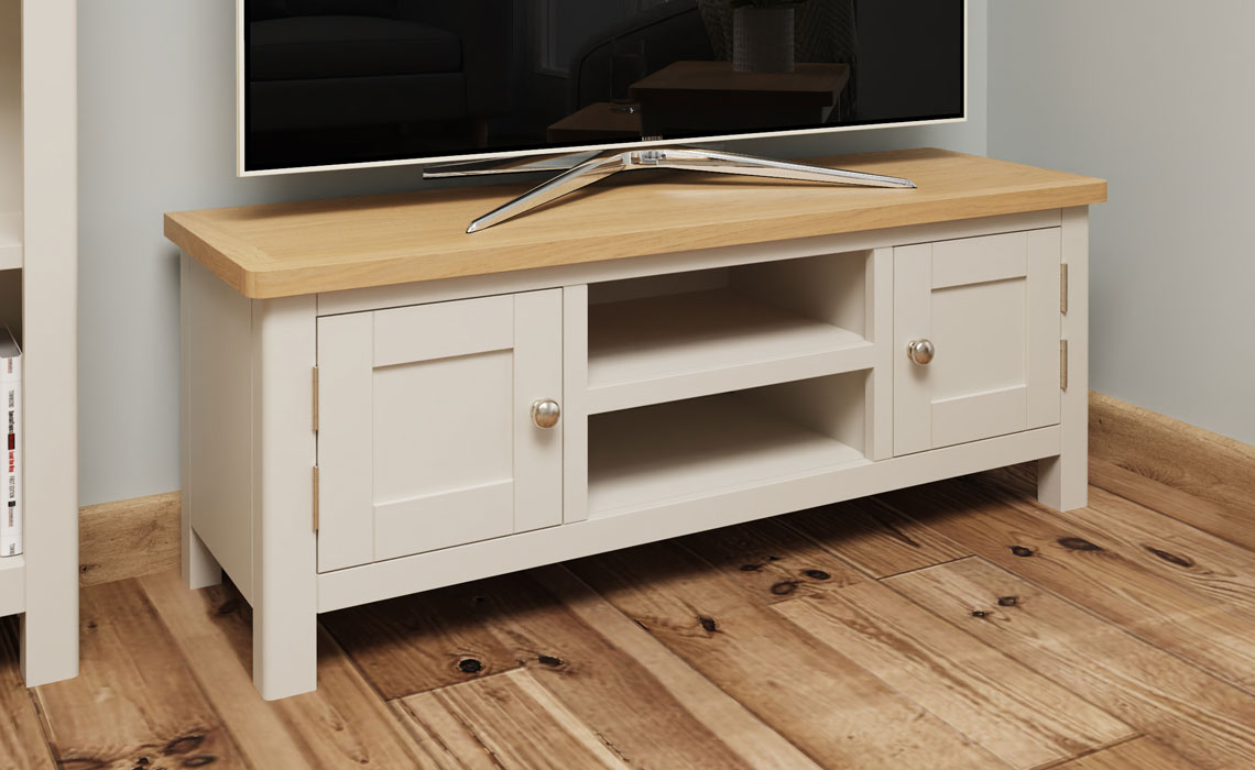 Painted Standard TV Units - Woodbridge Truffle Grey Painted Large TV Unit