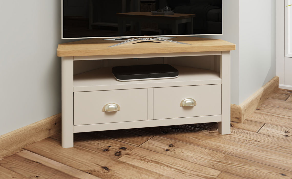 TV Cabinets - Woodbridge Truffle Grey Painted Corner TV Unit