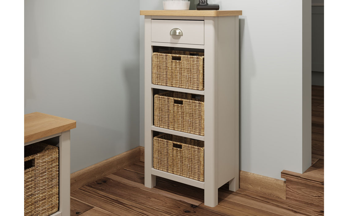 Sideboards & Cabinets - Woodbridge Truffle Grey Painted 1 Drawer 3 Basket Sideboard