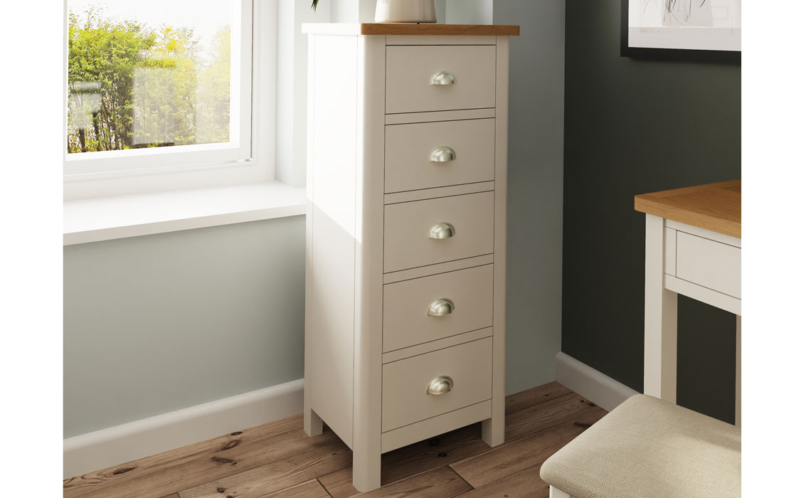 Chest Of Drawers - Woodbridge Truffle Grey Painted 5 Drawer Wellington