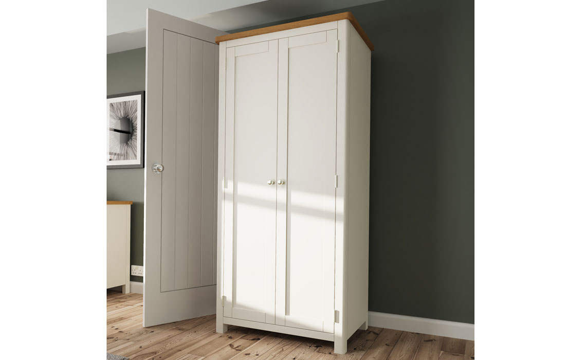 Wardrobes - Woodbridge Truffle Grey Painted 2 Door Full Hanging Wardrobe