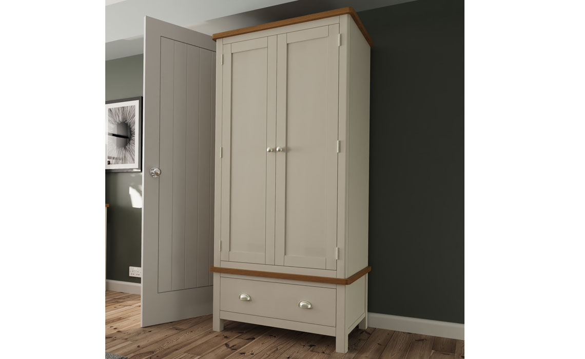 Painted 2 Door Wardrobes - Woodbridge Truffle Grey Painted 2 Door Gents Wardrobe