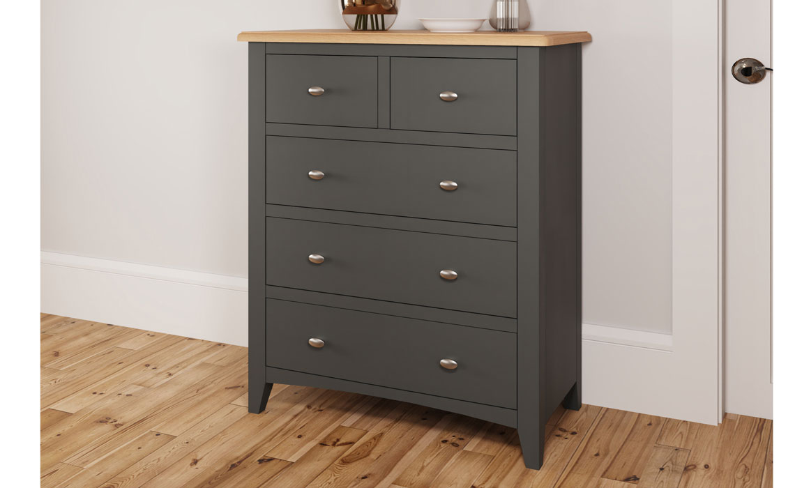 Chest Of Drawers - Columbus Grey Painted 2 Over 3 Chest