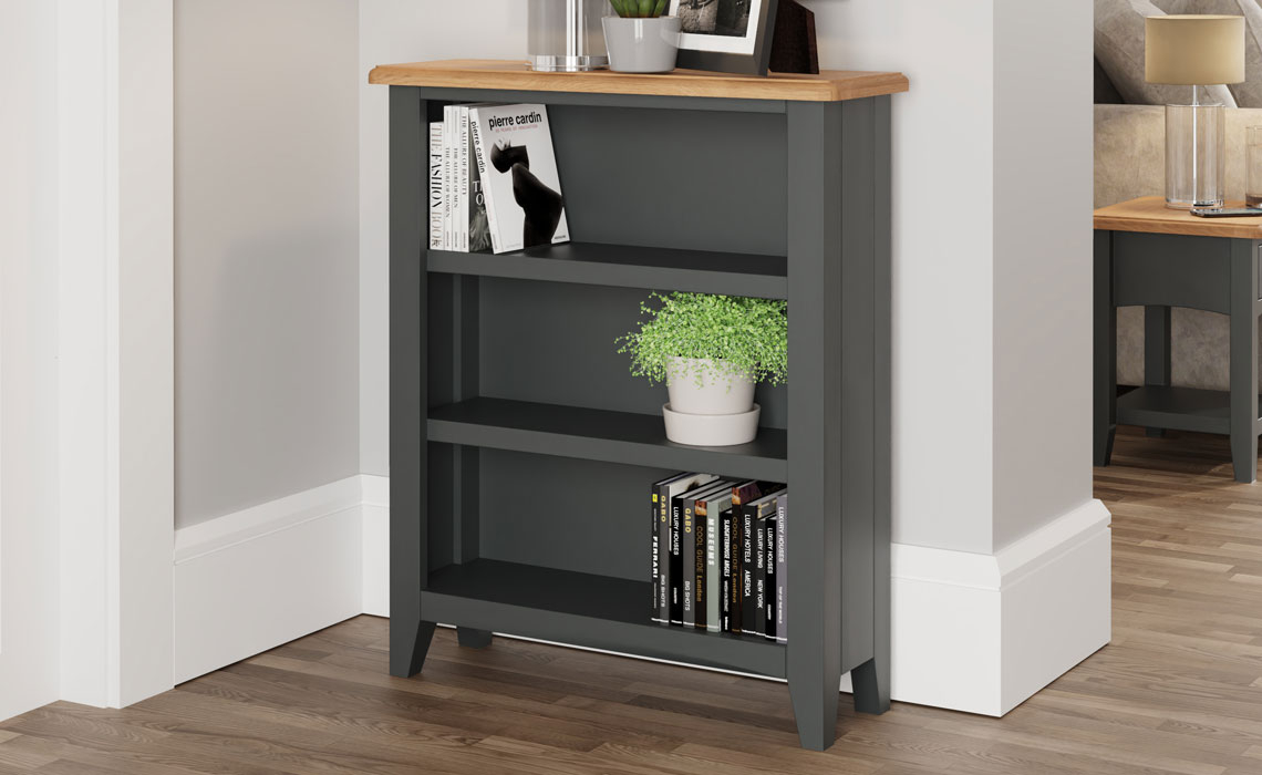 Bookcases - Columbus Grey Painted Small Wide Bookcase