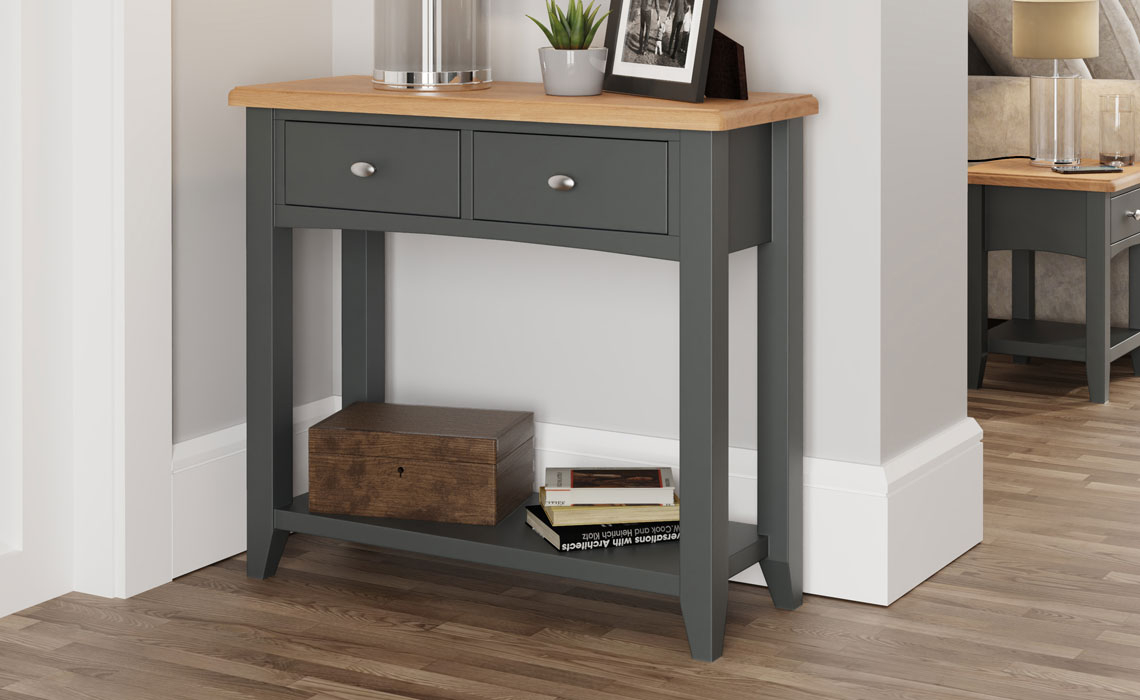 Consoles - Columbus Grey Painted 2 Drawer Console Table