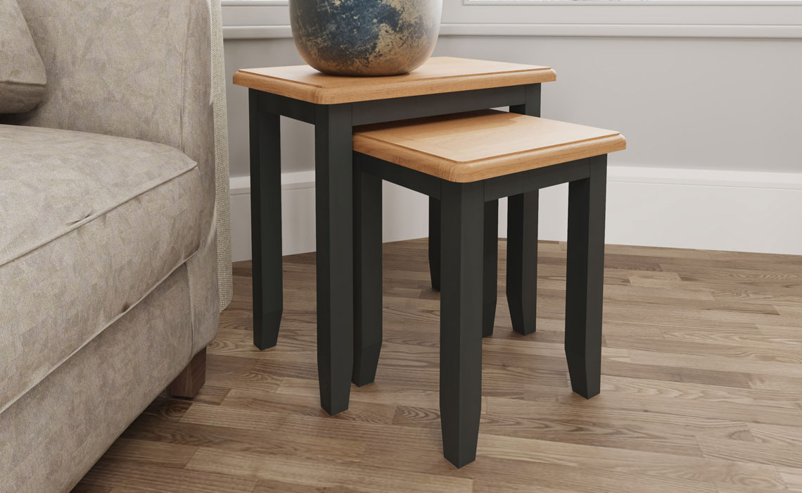 Nested Tables - Columbus Grey Painted Nest Of 2 Tables