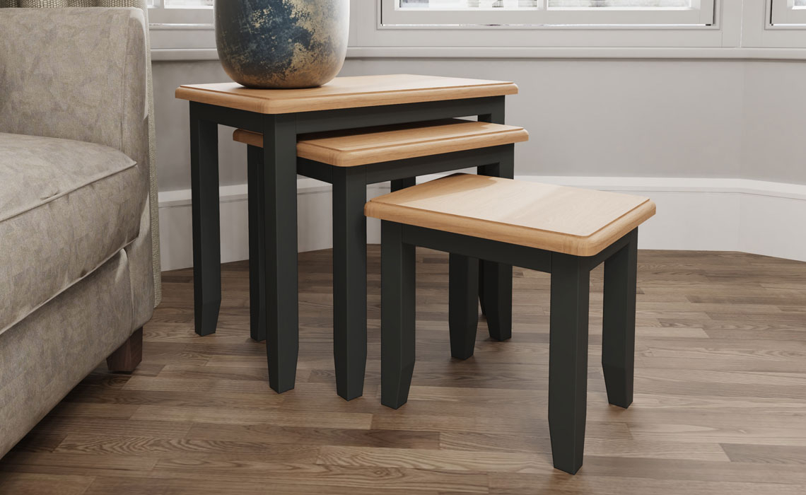 Nested Tables - Columbus Grey Painted Nest Of 3 Tables