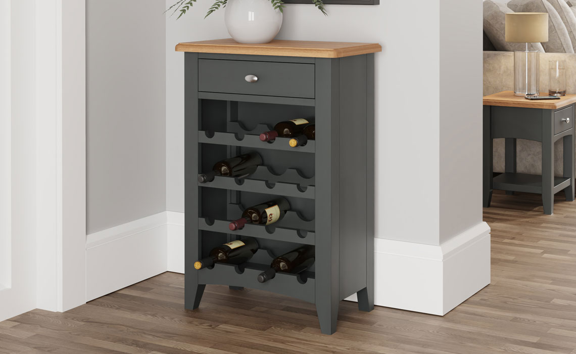 Display Cabinets - Columbus Grey Painted Wine Cabinet