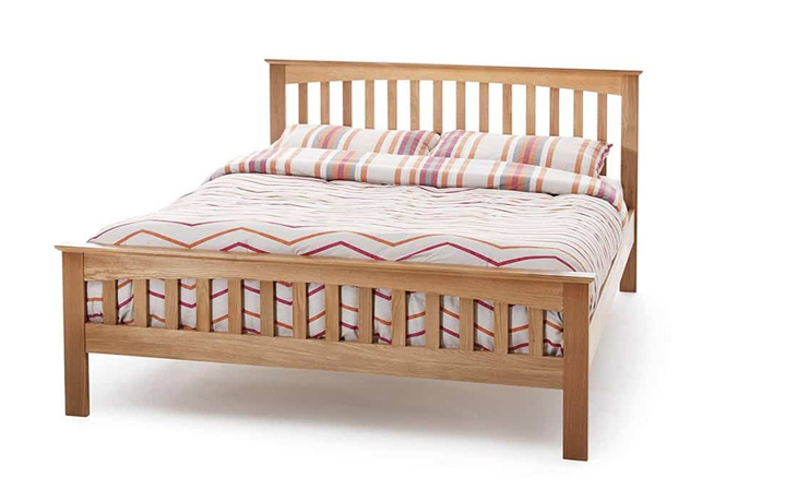 6ft Super Kingsize Bed Frames - 6ft Archie Solid Oak Slatted Bed Frame With High End