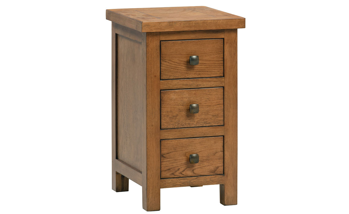 Bedsides - Lavenham Rustic Oak Compact 3 Drawer Bedside