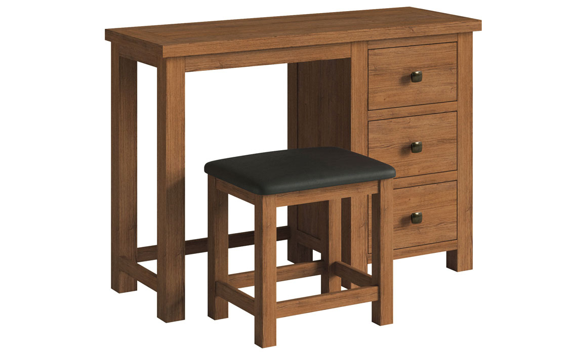 Dressing Tables & Stools - Lavenham Rustic Oak Single Pedestal Dressing Table And Stool