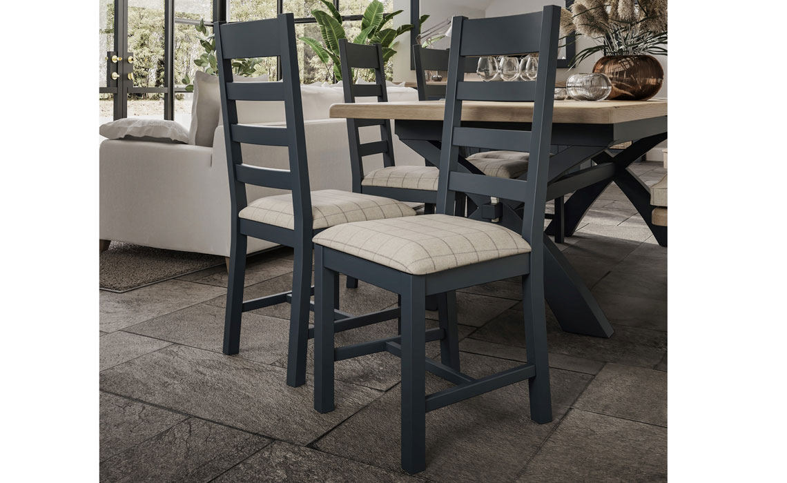 Painted Dining Chairs - Ambassador Blue Slatted Back Dining Chair - 2 Pad Colours