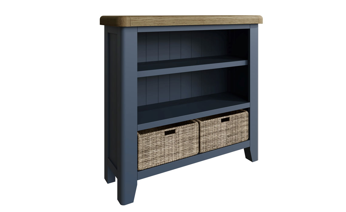 Bookcases - Ambassador Blue Small Bookcase With Baskets