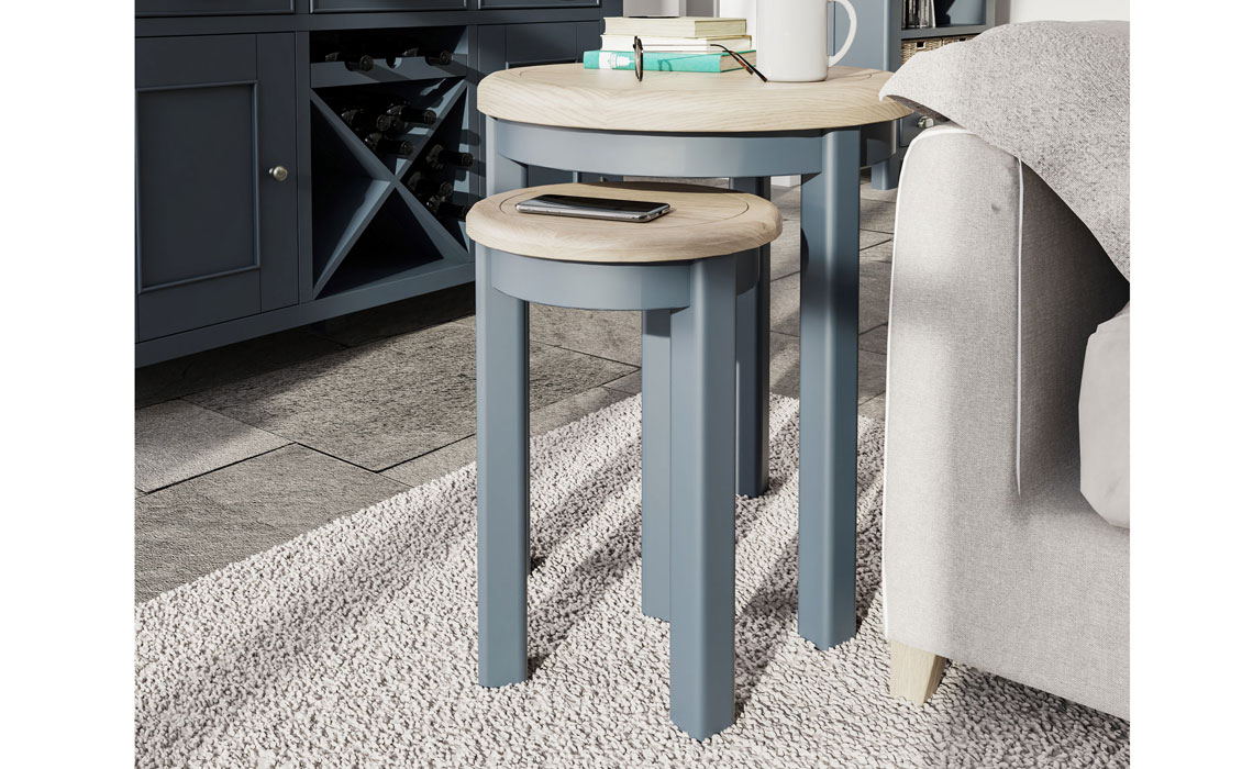 Nested Tables - Ambassador Blue Round Nest Of 2 Tables