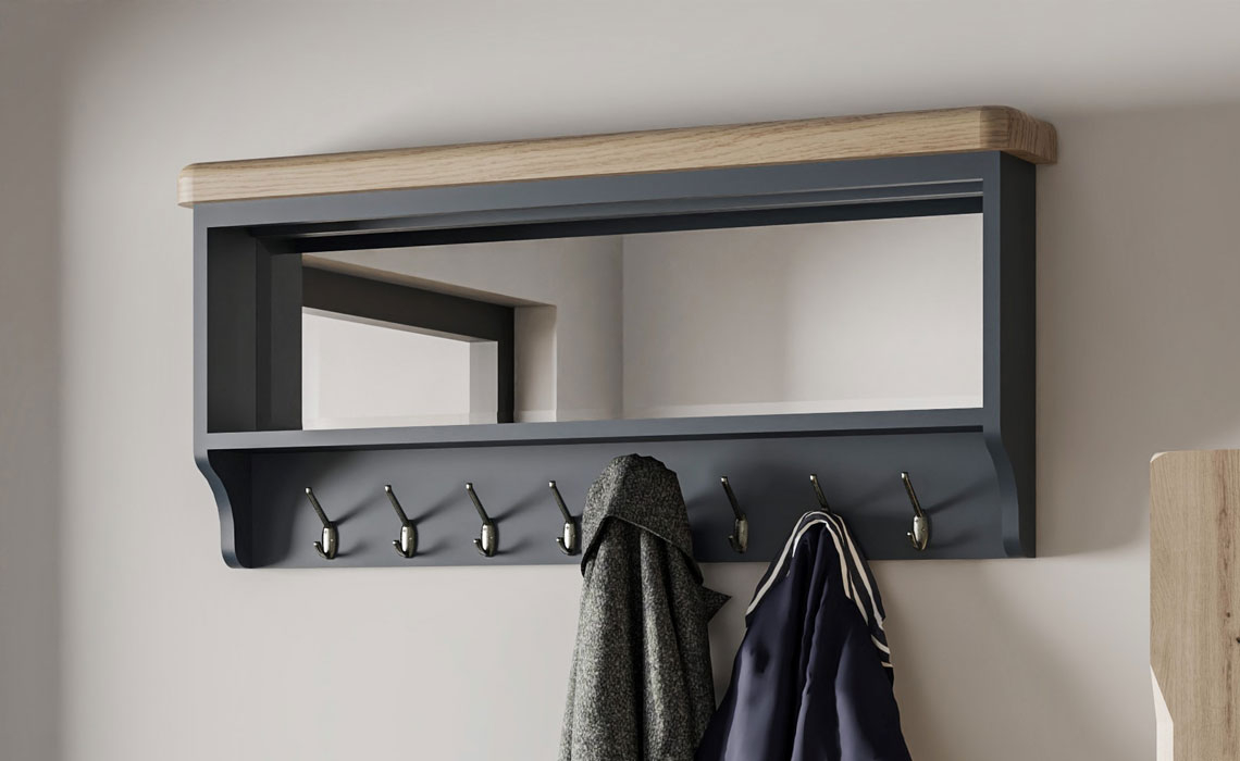 Benches - Ambassador Blue Hall Mirror With Coat Hooks