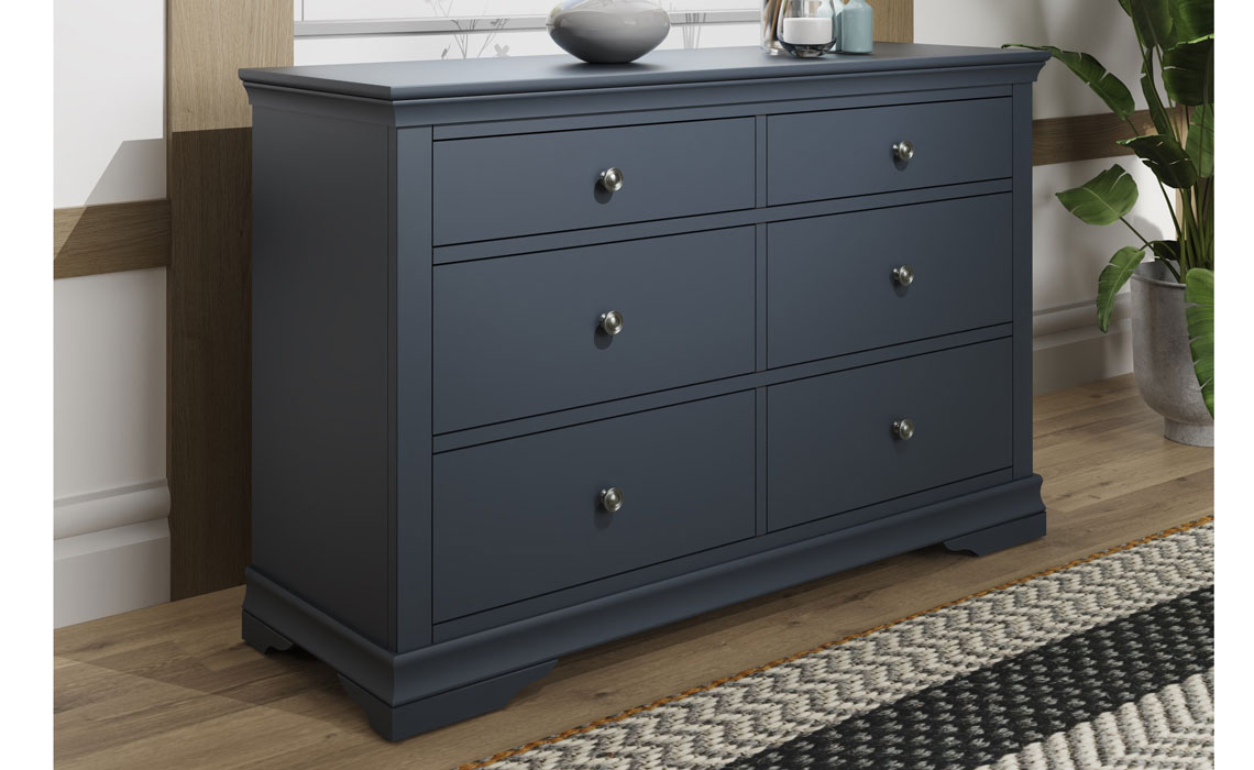 Chest Of Drawers - Salthouse Midnight Blue Painted 6 Drawer Chest