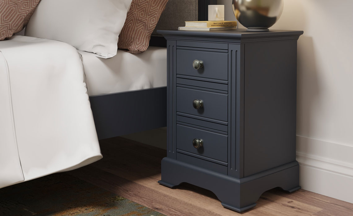 Bedsides - Newbridge Midnight Grey Painted Large Bedside Cabinet