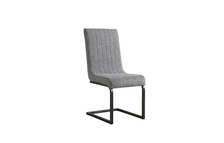 Upholstered Dining Chairs - Silvasa Oslo Fabric Cantilever Dining Chair Grey Fabric 