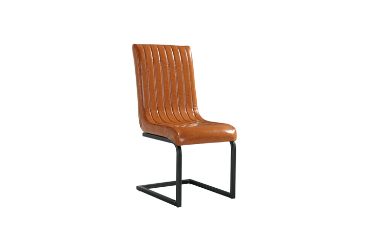 Silvasa Solid Mango Collection - Silvasa Cantilever Dining Chair - Antique Tan PU Leather
